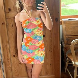 Zara floral smocked mini dress size small